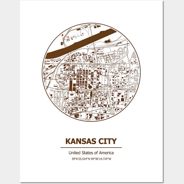 Kansas city map coordinates Wall Art by SerenityByAlex